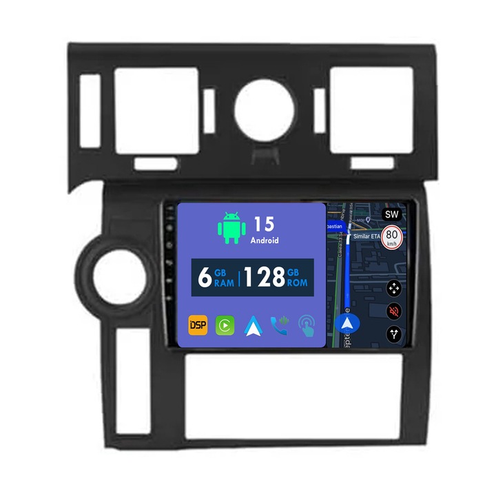 Navigatie GPS CarPlay Radio pentru Hummer H2 E85 2007 - 2009 Android Auto Stereo Bluetooth Ecran Tactil 6GB RAM, 128GB ROM