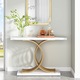 Masa console moderna, Tribesigns, alb si auriu, 100x29.5x80cm, cadru metalic robust