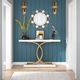 Masa console moderna, Tribesigns, alb si auriu, 100x29.5x80cm, cadru metalic robust