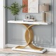 Masa console moderna, Tribesigns, alb si auriu, 100x29.5x80cm, cadru metalic robust