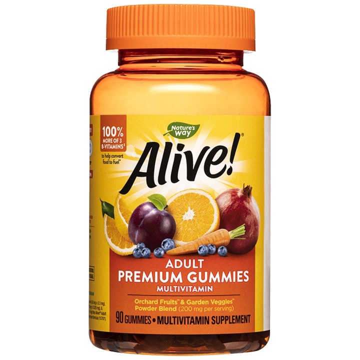 Хранителна добавка Natures Way Alive! Adult Premium Gummies Multivitamin, 90 дражета