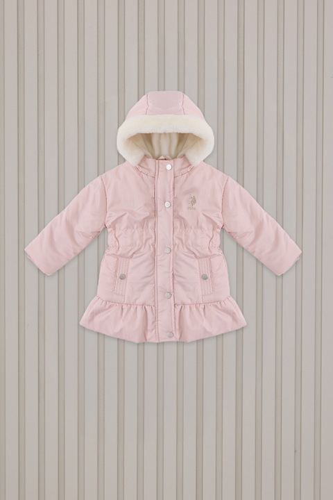 U.S. Polo Assn., Jacheta cu gluga, Roz pastel, 92-98 CM