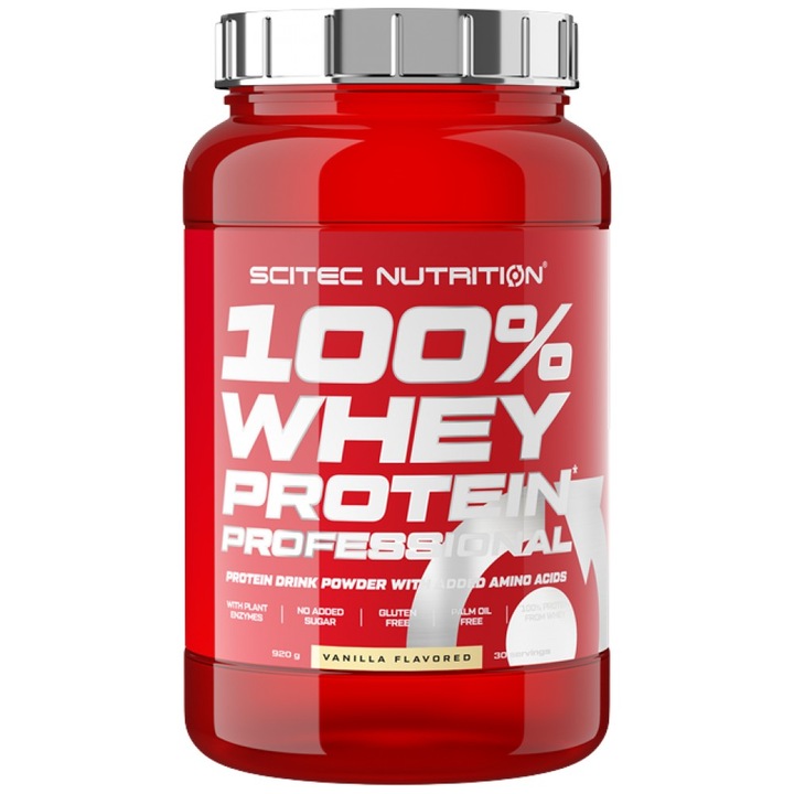 Supliment alimentar SCITEC Nutrition 100% Whey Professional, Vanilie, 920 grame