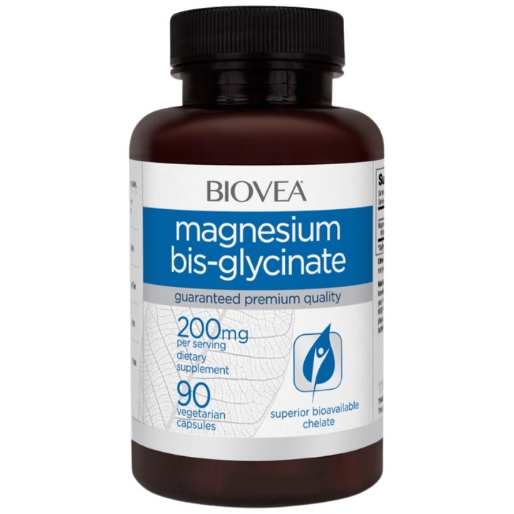 Supliment alimentar BIOVEA BisGlycinat de magneziu 200 mg, 90 capsule