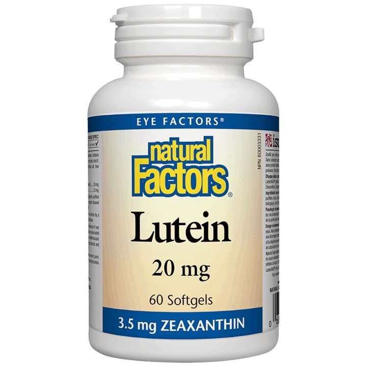 Supliment alimentar Natural Factors Luteina 20 mg cu Zeaxantina, 60 capsule Gel