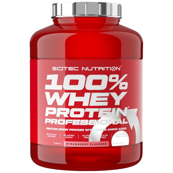 Хранителна добавка SCITEC Nutrition 100% Whey Professional, Ягода, 2350 грама