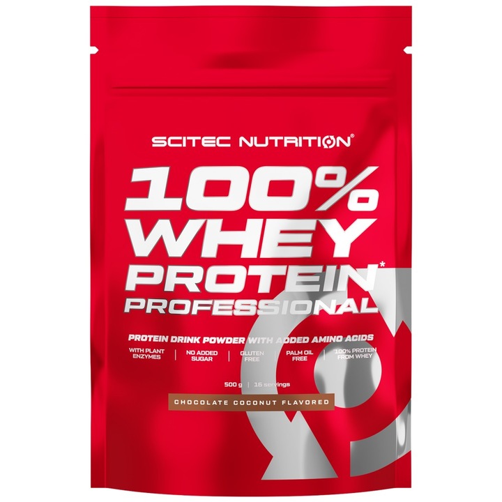 Supliment alimentar, Scitec Nutrition, 100% Whey Professional, Ciocolata cu nuca de cocos, 500 grame