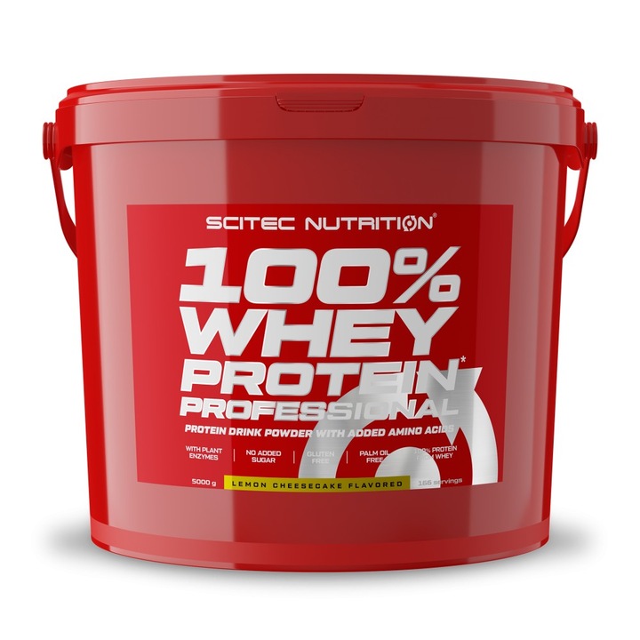 Протеин, Scitec, 100% Whey Protein Professional, лимонов чийзкейк 5 кг