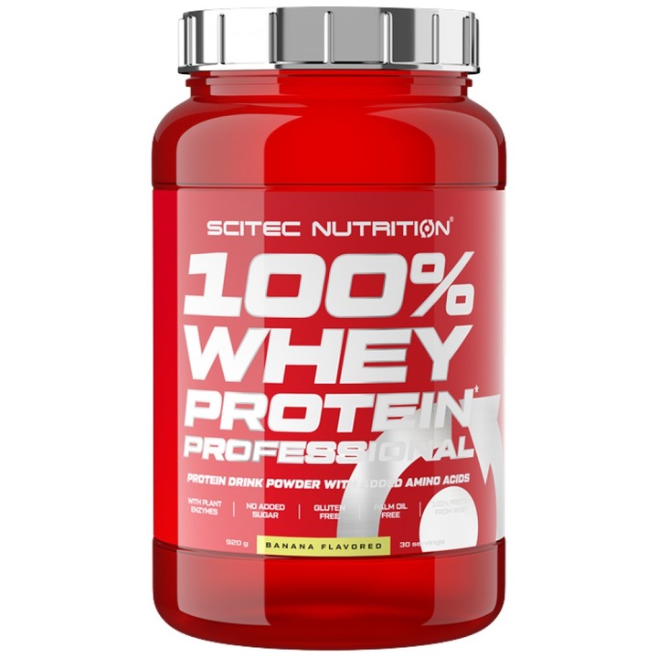 Хранителна добавка SCITEC Nutrition 100% Whey Professional, Банан, 920 грама