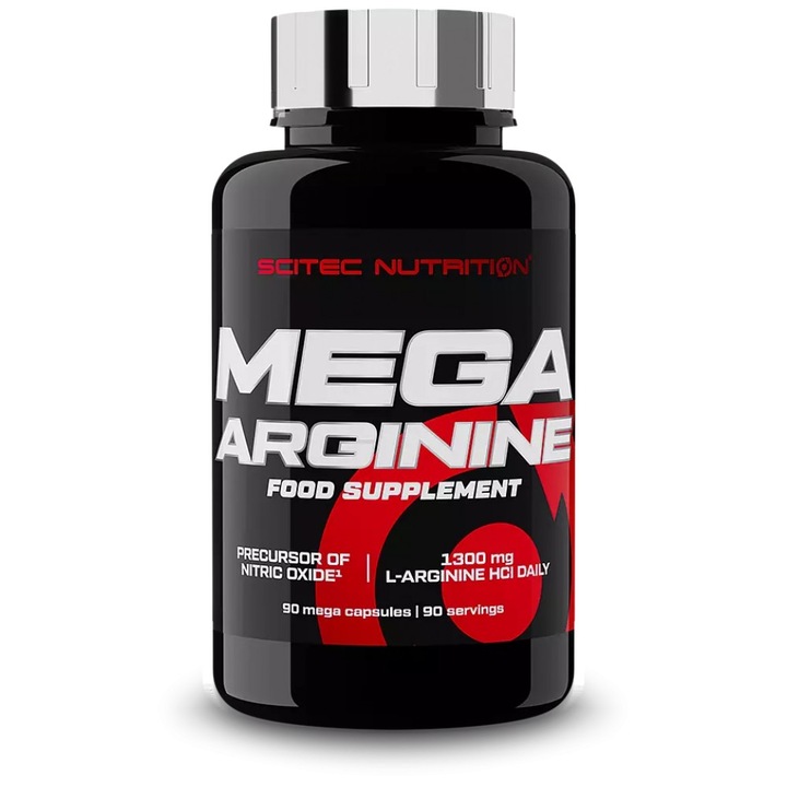 Хранителна добавка SCITEC Nutrition Mega Arginine, 90 капсули