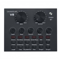 Placa de sunet V8 Webcast, pentru live, podcast si muzica, Interfata Audio USB, cu 18 efecte, Negru