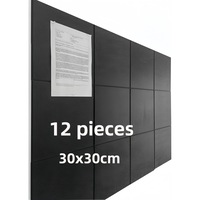 Set 12 Panou tapitat pentru decorarea peretilor 3D, Wacorresi, Panouri decorative acustice, Pachet de 12 bucati, 30 x 30 cm, negru