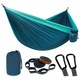 Hamac, din material tip parasuta, Wacorresi, ultra usor, ultra portabil, aventura 270x140 cm, doua curele de prindere si doua carabine incluse, Potrivit pentru leagane de agrement interioare si exterioare, cu saci de depozitare, albastru