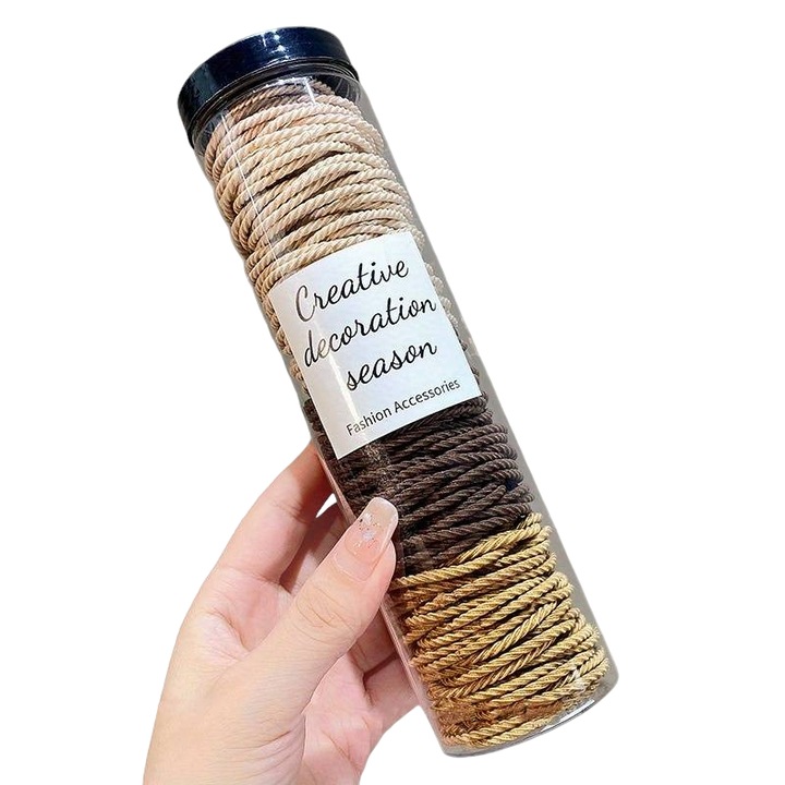 Elastic de par, set 100 bucati, model minimalist creativ, tematica lovely hairstyle, coffee, EFAYN