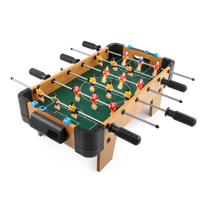 Masa de Fotbal cu Teren si 18 Jucatori, OPTIM SOLUTION, 6 Manere, cu Tablou pentru Scor, din Metal, Lemn, ABS, 51 x 44 x 17.5 cm, cu Picioare, pentru Copii/Adulti, Multicolor