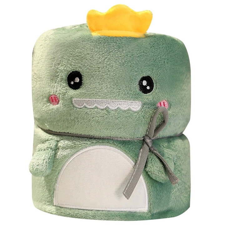 Babaszőnyeg, 100x170 cm-es, flanel anyagú, aranyos KIS DINOSZAURUS mintás, antiallergén, könnyen mosható, izoterm, kompakt, kényelmes és kényelmes, állatbarát, zöld, nem vedlik, felnőtteknek is alkalmas