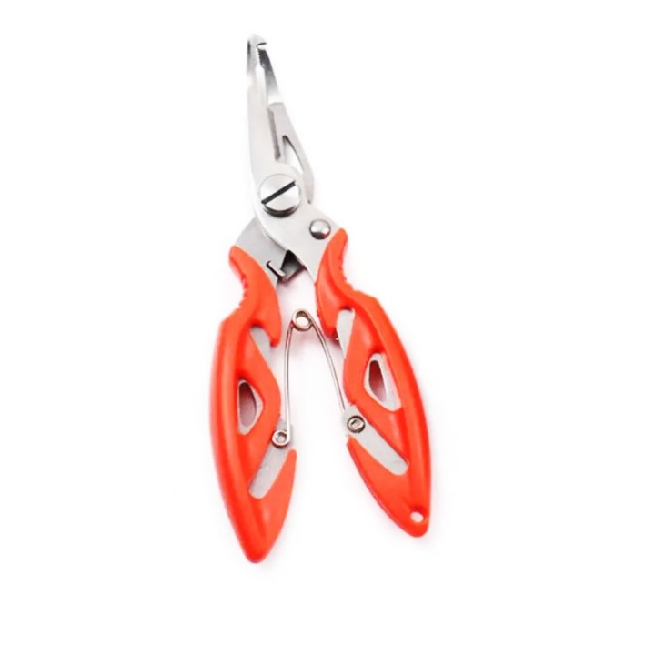 Мултифункционална риболовна ножица от неръждаема стомана, 12,5 см, комплект инструменти, червена
