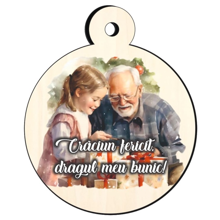 Fagömb, karácsony, nagyszülők, többszínű, 9 cm, GLUV028