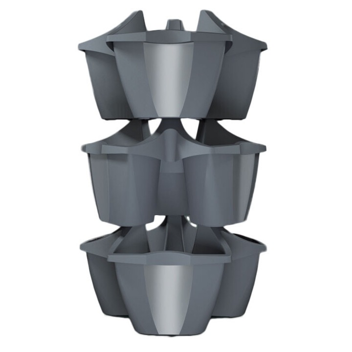 Ghiveci triplu pentru ierburi Coubi Herbal, antracit