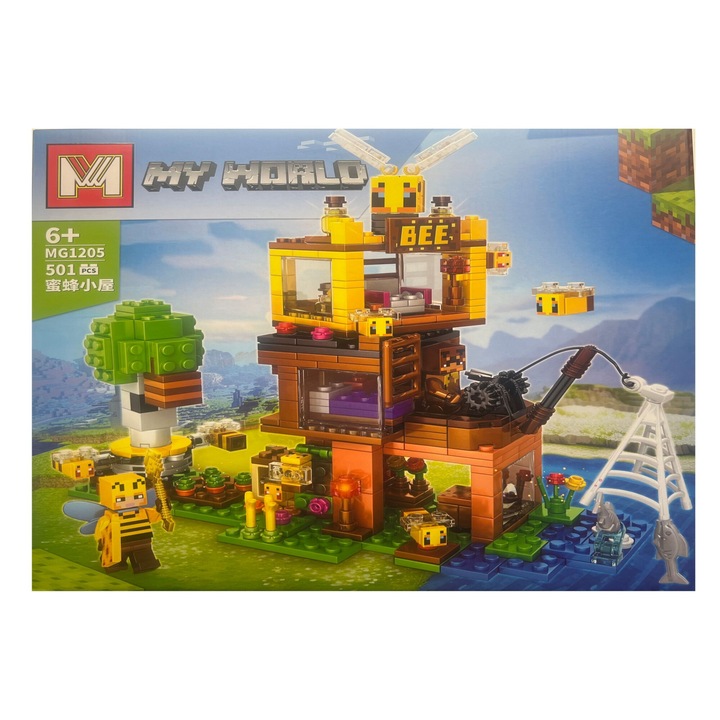 OEM My World Minecraft stílusú építőkészlet, BEE méh, 501 db, 6+ év