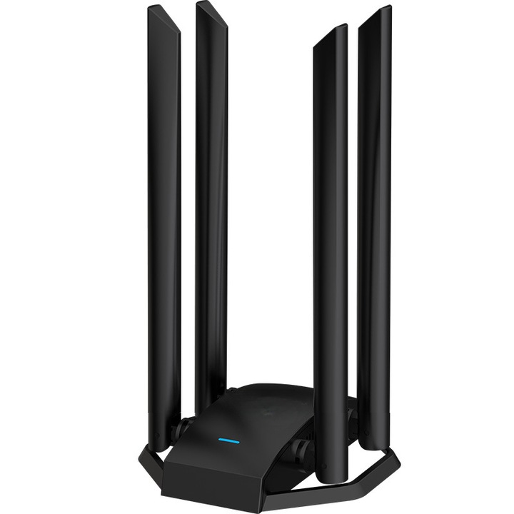 Router, rata de transmisie 1300Mbps, interfata USB, dual-band 2.4G/5G, puternice 4 antene, negru