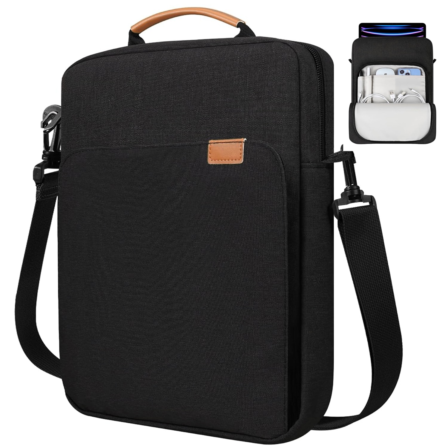 Geanta pentru tableta, BYONDSELF®, 13 Inch, Impermeabil, cu Curea de Umar Reglabila, Negru