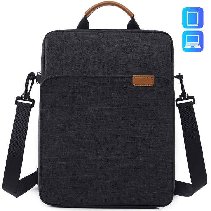 Geanta pentru tableta, BYONDSELF®, 13 Inch, Impermeabil, cu Curea de Umar Reglabila, Negru