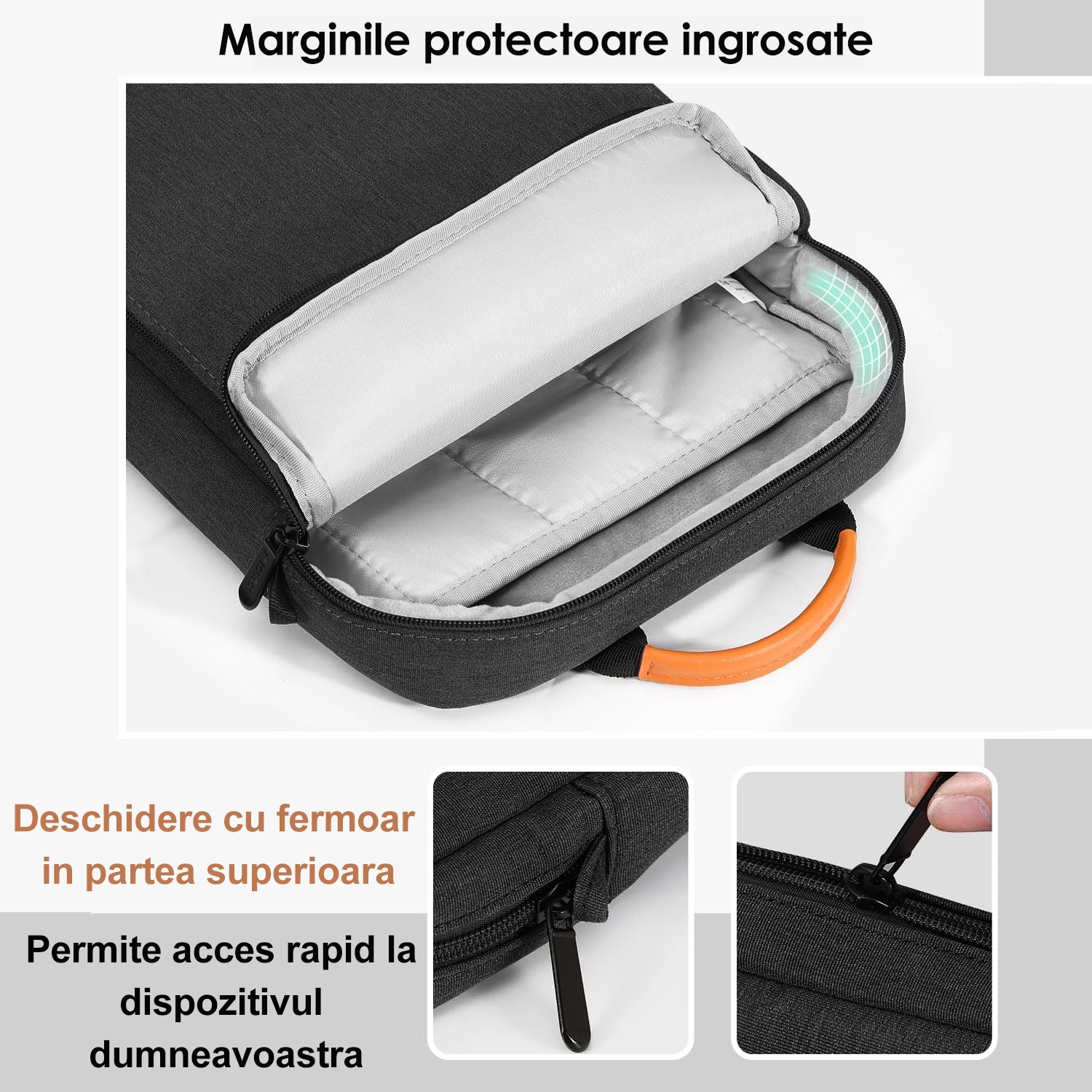 Geanta pentru tableta, BYONDSELF®, 13 Inch, Impermeabil, cu Curea de Umar Reglabila, Negru