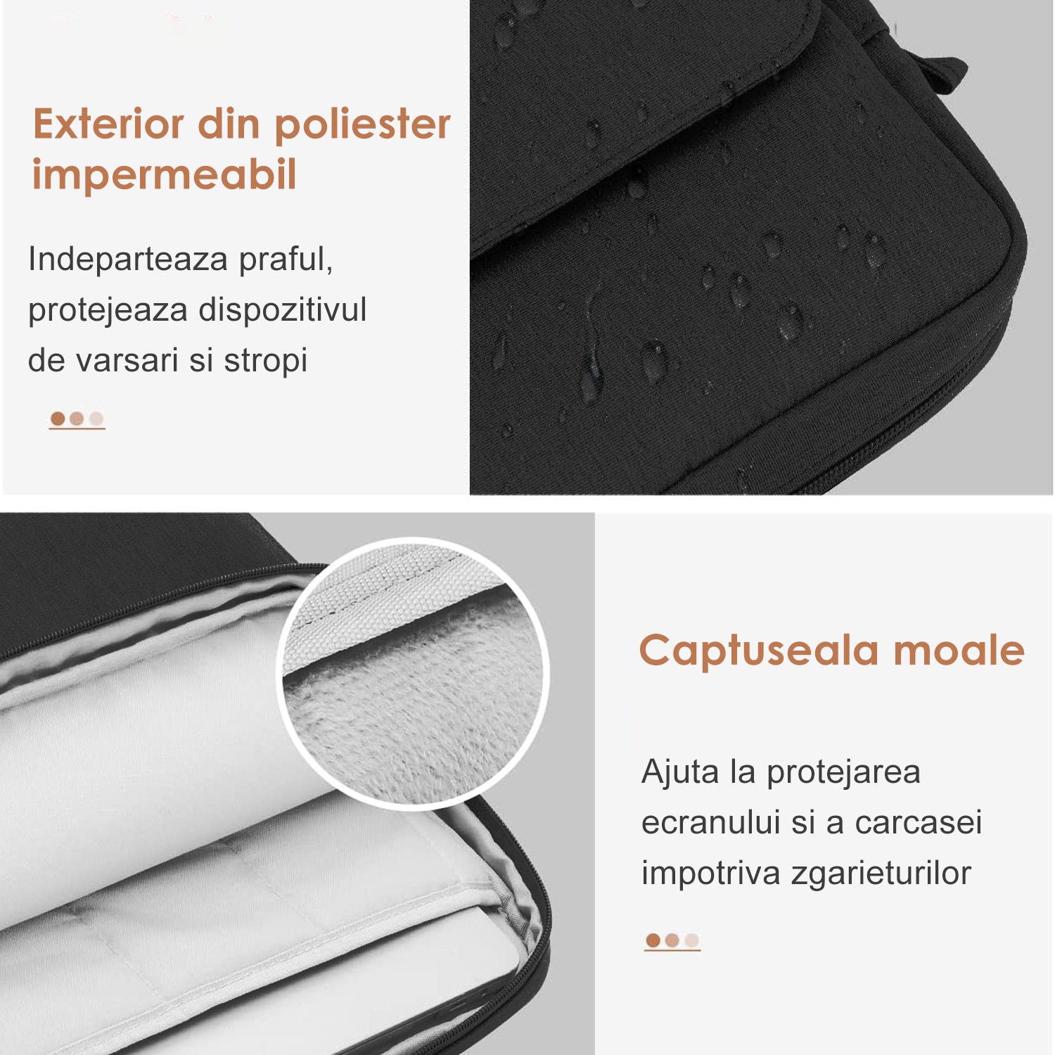 Geanta pentru tableta, BYONDSELF®, 13 Inch, Impermeabil, cu Curea de Umar Reglabila, Negru