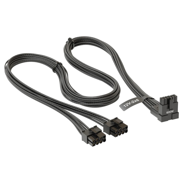 Cablu Seasonic 90° 12VHPWR 600W 12-Pin към 2x8 Pin pentru surse de alimentare Seasonic, 700 mm