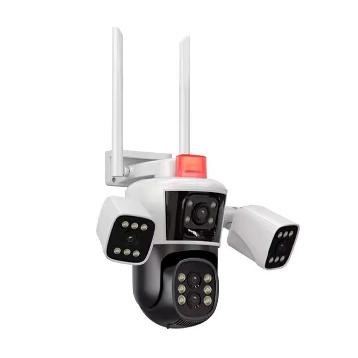 Camera de Supraveghere WiFi VTM® 16MP Ultra HD cu 3 Obiective, Zoom Optic 10X, Rotire 360°, LED, Comunicare Bidirectionala si Senzor de Miscare pentru Exterior/Interior