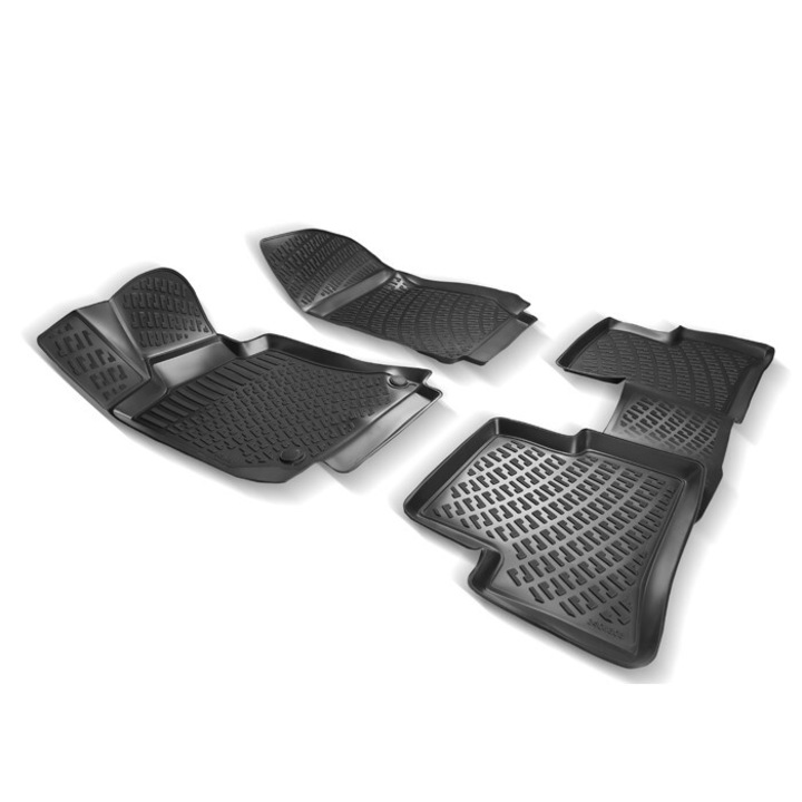 Комплект гумени стелки Rizline 3D за Skoda Kamiq 2019+, Тип леген, Черен, 4 части