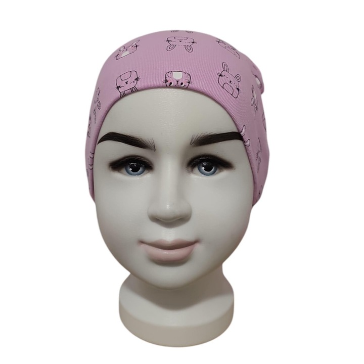 Caciula Pentru Copii, Colen, Toamna, Model Bunny, Bumbac, Mov deschis