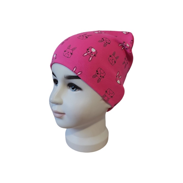 Caciula Pentru Copii, Colen, Toamna, Model Bunny, Bumbac, Ciclam