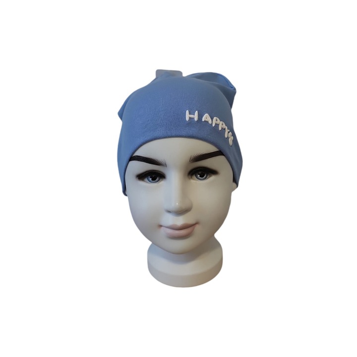 Caciula Pentru Copii, Colen, Toamna, Model Happy, Bumbac, Albastru deschis