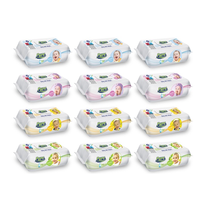 Set servetele umede Pure Premium 12 pachete x 120 buc