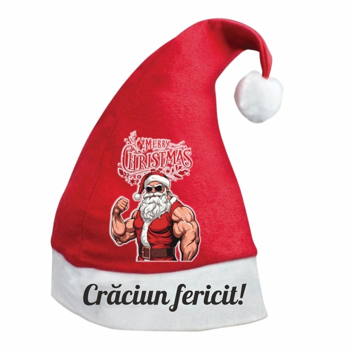 Caciula de Craciun, Rosie, Mos Craciun, 42 cm, CMC004