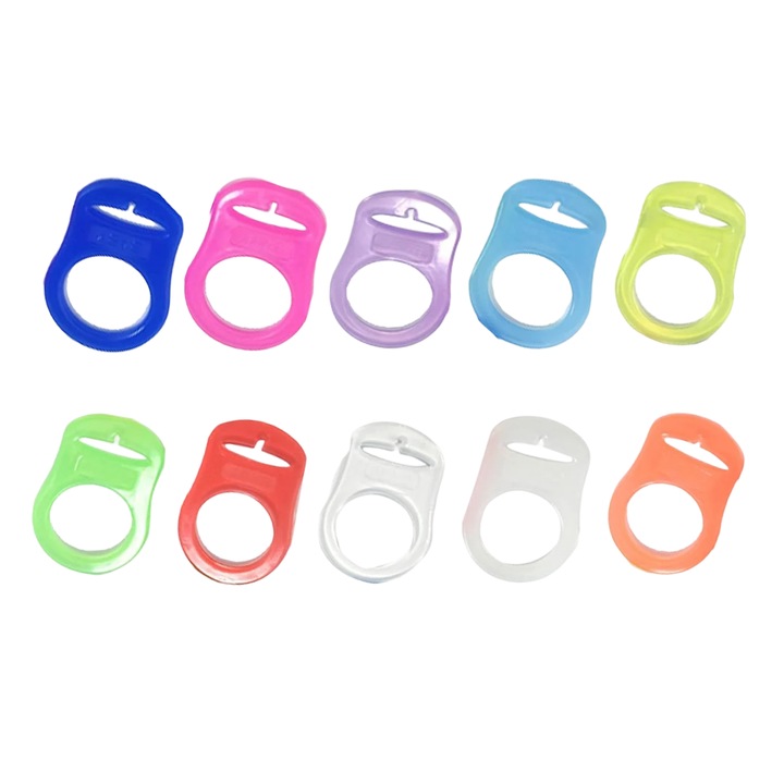 Комплект от 10 аксесоара за залъгалки Helweet, силиконови, многоцветни, 4,8 х 3,2 см