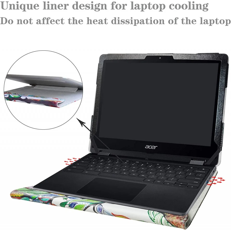 Husa de protectie pentru laptop Alapmk, compatibil cu 12 "Acer Chromebook Spin 512 R851TN, piele PU, multicolor