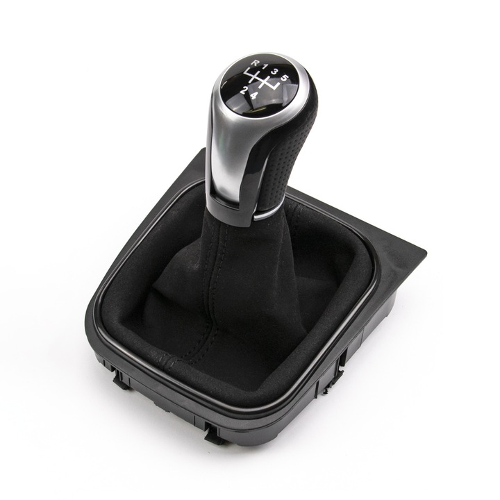 Сива Топка за скоростен лост с маншон с черен шев за VW Golf V VI Jetta III EOS, 5 скорости