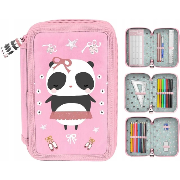 Несесер, оборудван с 3 ципа - панда