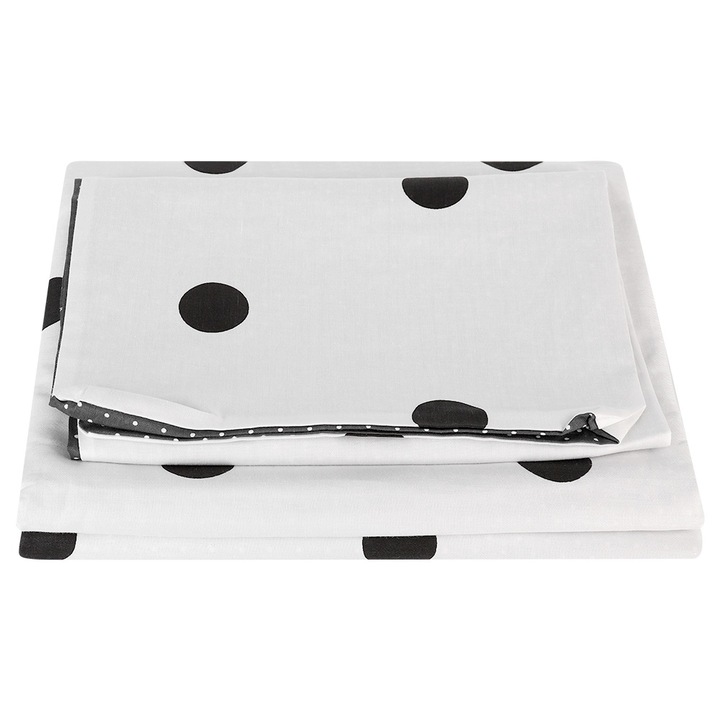 Jormftte ágyneműgarnitúra, pamut, fekete pöttyös mintával, 2 részes, fehér, King méret