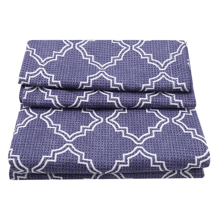 Jormftte ágynemű, geometrikus készlet, 1 személyes, prémium anyag, cipzárral, kék/fehér