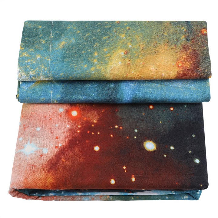 Jormftte ágynemű, háromrészes szett, 100% poliészter, csillagos ég mintával, takaró 200x230cm, két párna 48x74cm