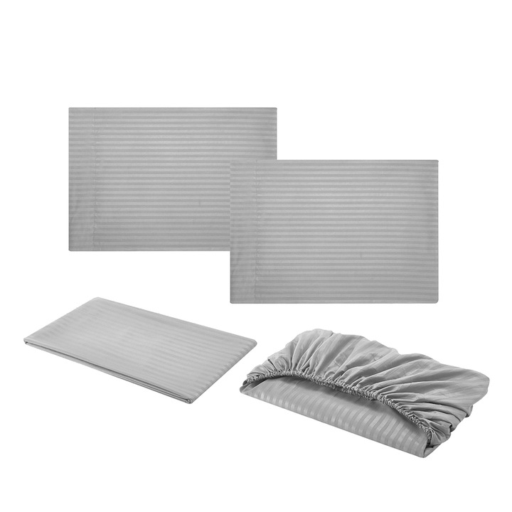 Jormftte ágynemű, ágyneműgarnitúra (4 részes), világosszürke, mikroszálas anyag, cipzárral, mosógépben mosható