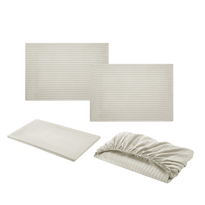 Jormftte ágyneműhuzat, négyrészes szett, mikroszálas, krémes fehér, 60x80cm, 90x102cm