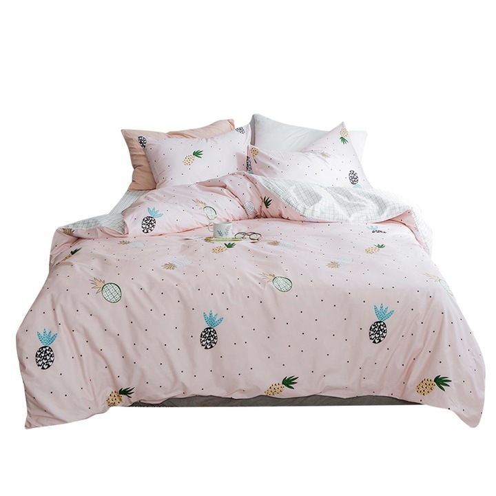 100% pamut ágyneműhuzat garnitúra, Jormftte, 3 részes, virágmintás, többszínű, Twin