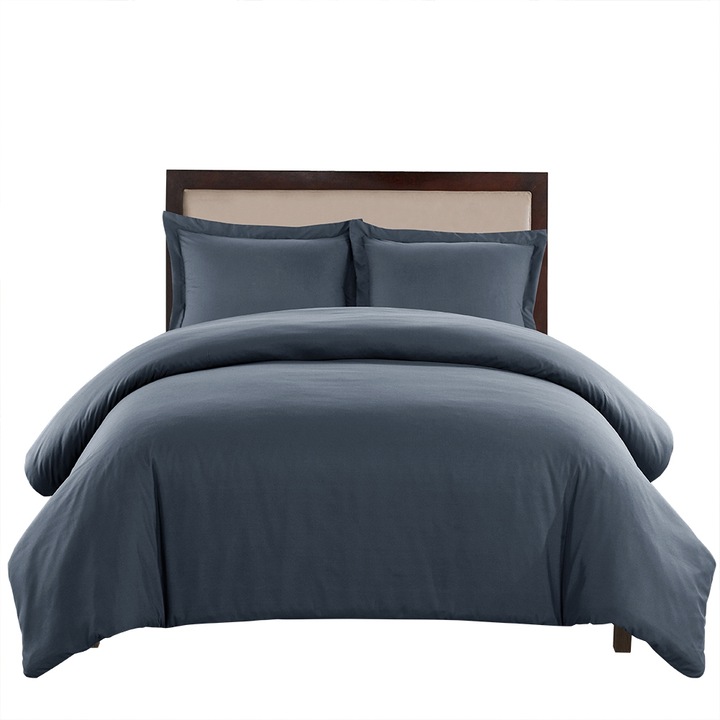 Jormftte ágyneműhuzat garnitúra, nyomott pamut, szürke-kék, Queen méret