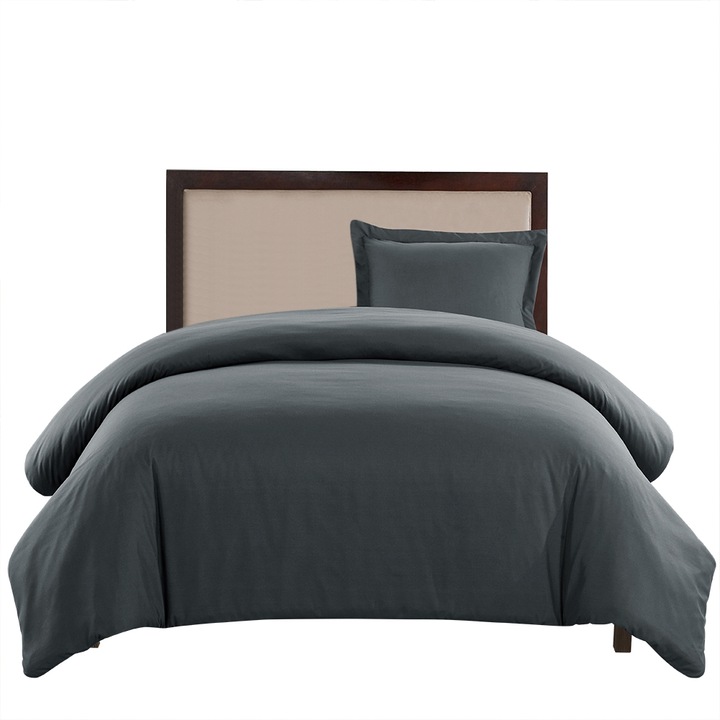 Jormftte ágyneműhuzat garnitúra, nyomott pamut, sötétszürke, Twin/Queen/King méretek