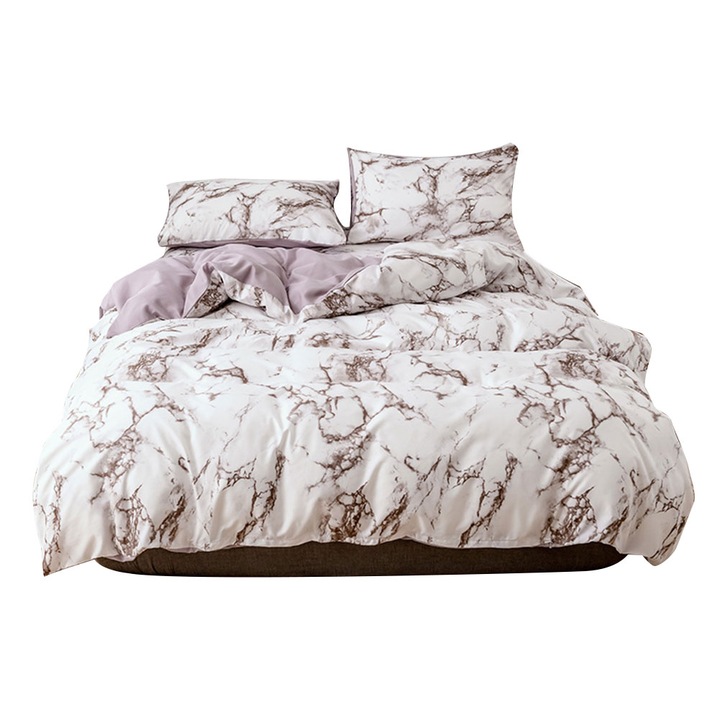 Jormftte 3 részes ágyneműhuzat garnitúra, márvány mintás, poliészter, barna, US-Full méret